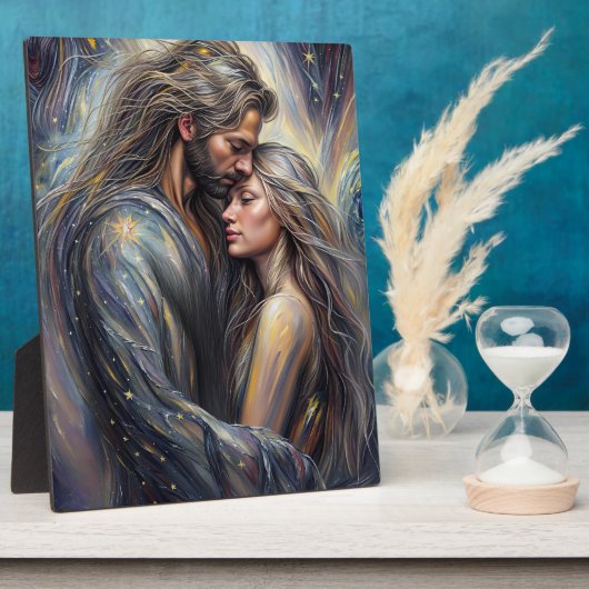 Celestial Embrace Romantic Starry Night Fotoplatte (Seite)