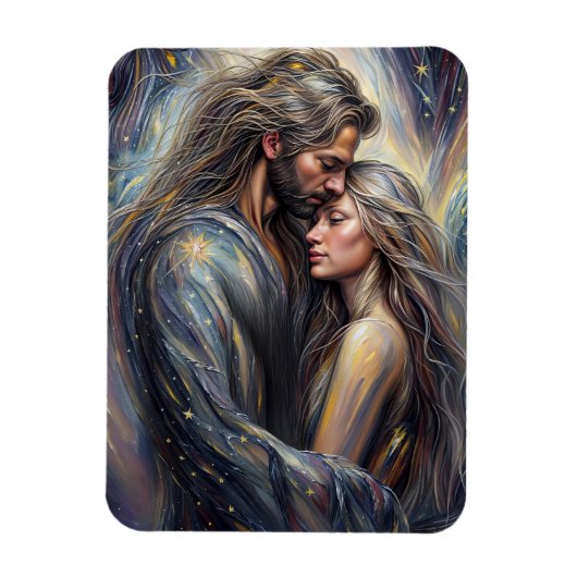 Celestial Embrace Romantic Starry Night Magnet (Vertikal)