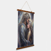 Celestial Embrace Romantic Starry Night Wandteppich Mit Holzrahmen (Gewinkelt)