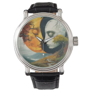 "Celestial Embrace: Sun & Moon Wrist Watch" Armbanduhr