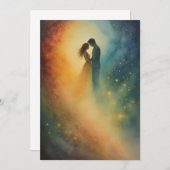 Celestial Embrace Watercolor Art, Couple Einladung (Vorne/Hinten)