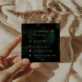 Celestial Emerald Crescent Moon Quadratische Visitenkarte