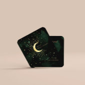 Celestial Emerald Crescent Moon Quadratische Visitenkarte
