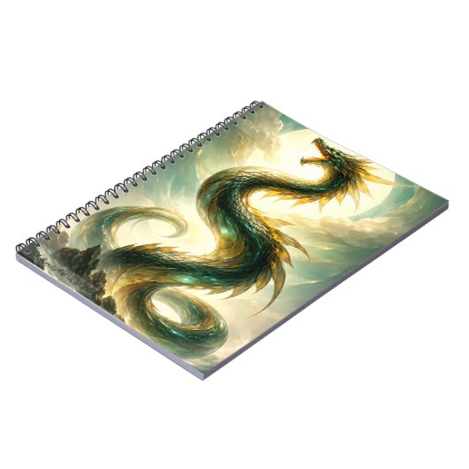 Celestial Emerald Dragon Fantasy Art Notizblock (Linke Seite)