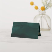 Celestial Emerald Gold Crescent Moon Phase Wedding Platzkarte (Rückseite)