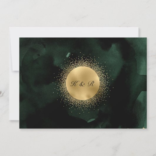 Celestial Emerald Gold Crescent Moon Wedding Einladung (Rückseite)