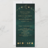 Celestial Emerald Gold Crescent Wedding Program (Vorderseite)