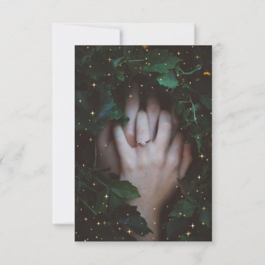 Celestial Emerald Gold Moon Foto Save the Date Einladung (Rückseite)