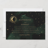 Celestial Emerald Gold Moon Wedding Einladung (Vorderseite)