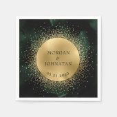 Celestial Emerald Gold Moon Wedding Napkins Serviette (Vorderseite)