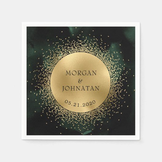 Celestial Emerald Gold Moon Wedding Napkins Serviette (Vorderseite)
