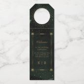 Celestial Emerald Gold Wedding Flaschenanhänger (Vorderseite)