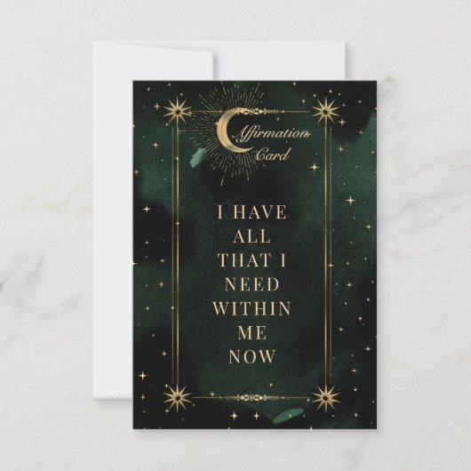 Celestial Emerald Moon Affirmation Card (Vorderseite)