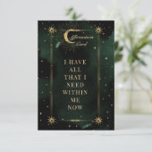 Celestial Emerald Moon Affirmation Card (Stehend Vorderseite)