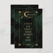 Celestial Emerald Moon Affirmation Card (Vorne/Hinten)