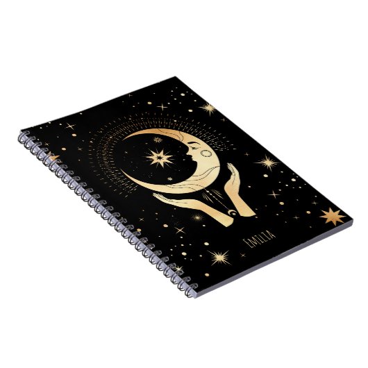 Celestial Esoteric Black Imitats Gold Moon Hands N Notizblock (Rechte Seite)