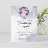 Celestial Esoteric Dusty Lila Wedding Einladung (Stehend Vorderseite)