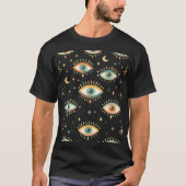 Celestial Evil Eye Pattern – Boho Mystical Moon T-Shirt (Vorderseite)