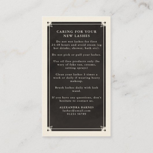 Celestial Eye Tarot Lash Aftercare Card Visitenkarte (Rückseite)