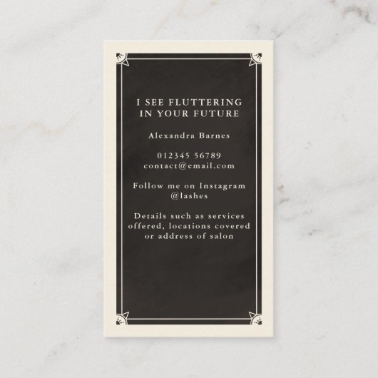 Celestial Eye Tarot Lash Black Visitenkarte (Rückseite)