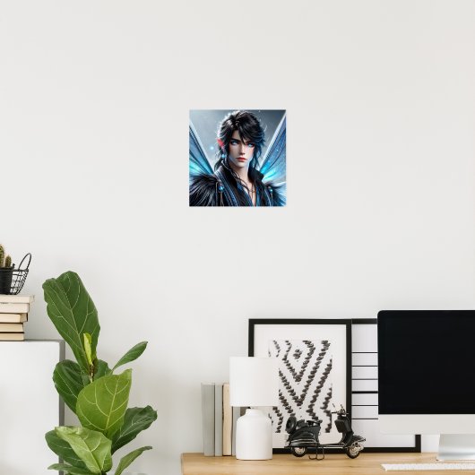 Celestial Fairy Prince with Piercing Sapphire Eyes Poster (Heimbüro)