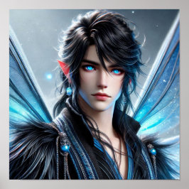Celestial Fairy Prince with Piercing Sapphire Eyes Poster