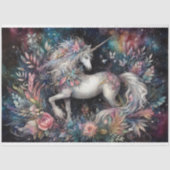 Celestial Fantasy Floral Unicorn Dekoupage Seidenpapier (Vorderseite)