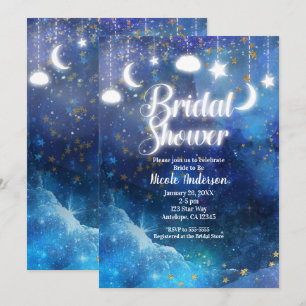 Celestial Fantasy Gold Stars & Glow Brautparty Einladung