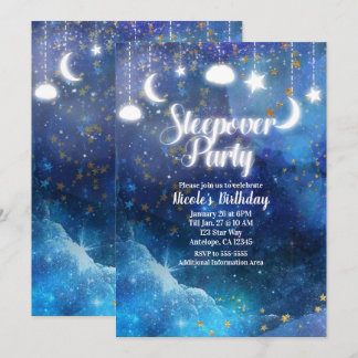 Celestial Fantasy Gold Stars Glühschläfchen Party Einladung