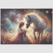 Celestial Fantasy Unicorn In Meadow Decoupage  Seidenpapier (Vorderseite)