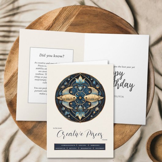 Celestial Fantasy Zodiac Symbol Pisces Birthday Karte