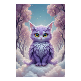 Celestial Feline Fantasy Poster