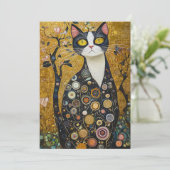 Celestial Feline in Gold Einladung (Stehend Vorderseite)