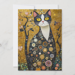 Celestial Feline in Gold Einladung