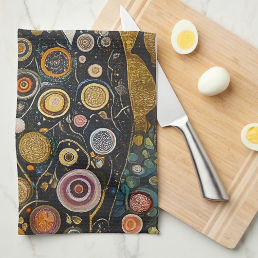 Celestial Feline in Gold Geschirrtuch (Viertel Falte)