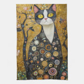 Celestial Feline in Gold Geschirrtuch (Vertikal)