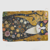 Celestial Feline in Gold Golfhandtuch (Horizontal)