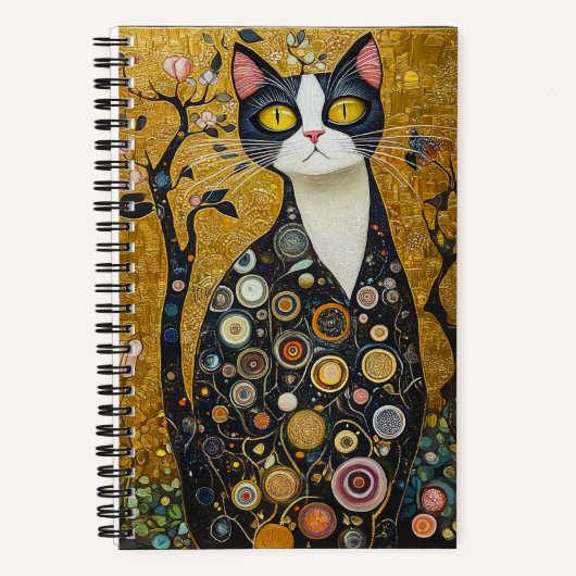 Celestial Feline in Gold Notizblock (Vorderseite)