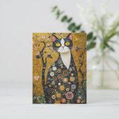 Celestial Feline in Gold Postkarte (Stehend Vorderseite)
