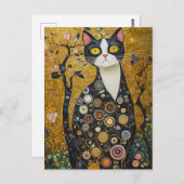 Celestial Feline in Gold Postkarte (Vorne/Hinten)