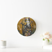 Celestial Feline in Gold Runde Wanduhr (Zuhause)