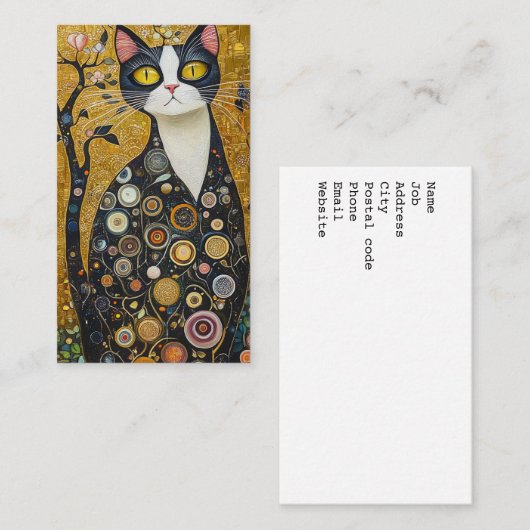 Celestial Feline in Gold Visitenkarte (Vorne/Hinten)