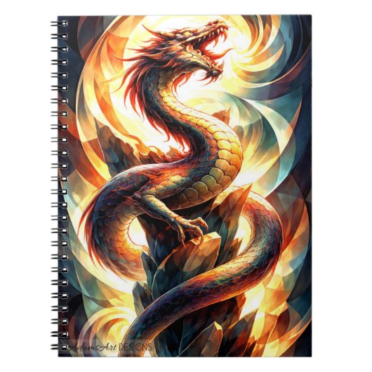 Celestial Fire Dragon Spiral Fantasy Notizblock (Vorderseite)