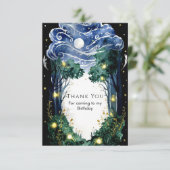 Celestial Firefly Woodland Birthday Dankeskarte (Stehend Vorderseite)