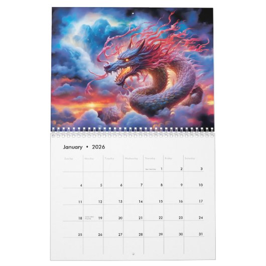 Celestial Flame – Chinese Dragons in Sacred Landsc Kalender (Jan 2026)