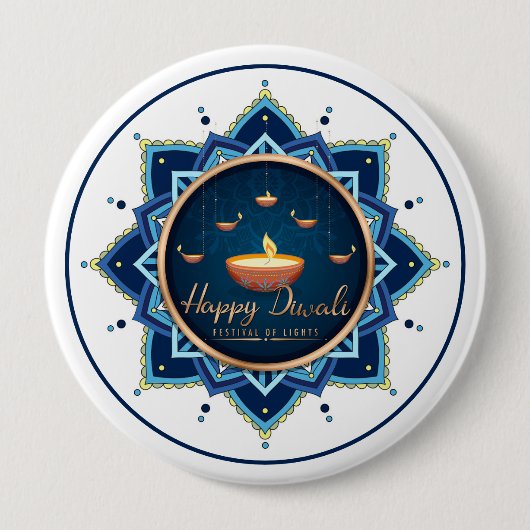 Celestial Flame - Diwali Mandala Glow Button (Vorderseite)