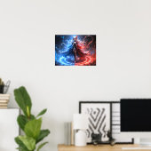Celestial Flame Zauberin Mädchen mit Elementarchar Poster (Heimbüro)