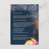 Celestial Floral Galaxy Navy Blue Wedding Details Begleitkarte (Vorderseite)