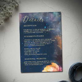 Celestial Floral Galaxy Navy Blue Wedding Details Begleitkarte