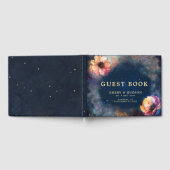 Celestial Floral Galaxy Starry Night Blue Wedding Gästebuch (Voll)